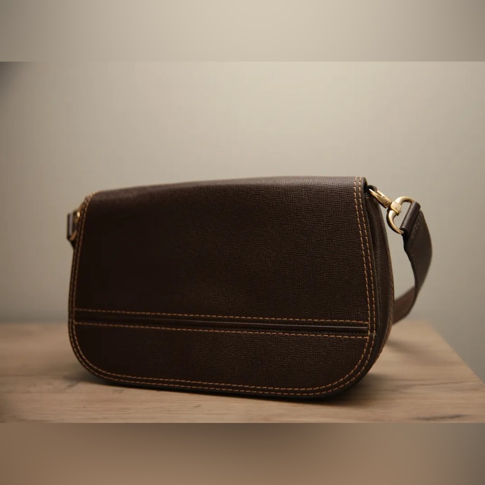 Brown leather flap shoulder bag - Picture 1 of 4